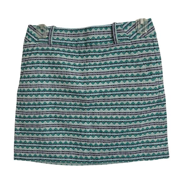 LOFT Dresses & Skirts - LOFT Womens Teal & Black Chevron Striped Jacquard Mini Skirt SZ 8 Preppy Y2K